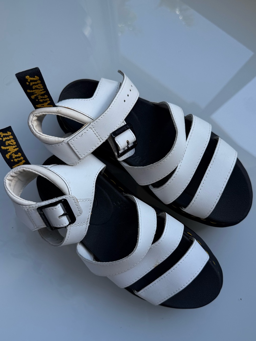 Dr. Martens Blaire White Leather Platform Strap Sandals Size 6